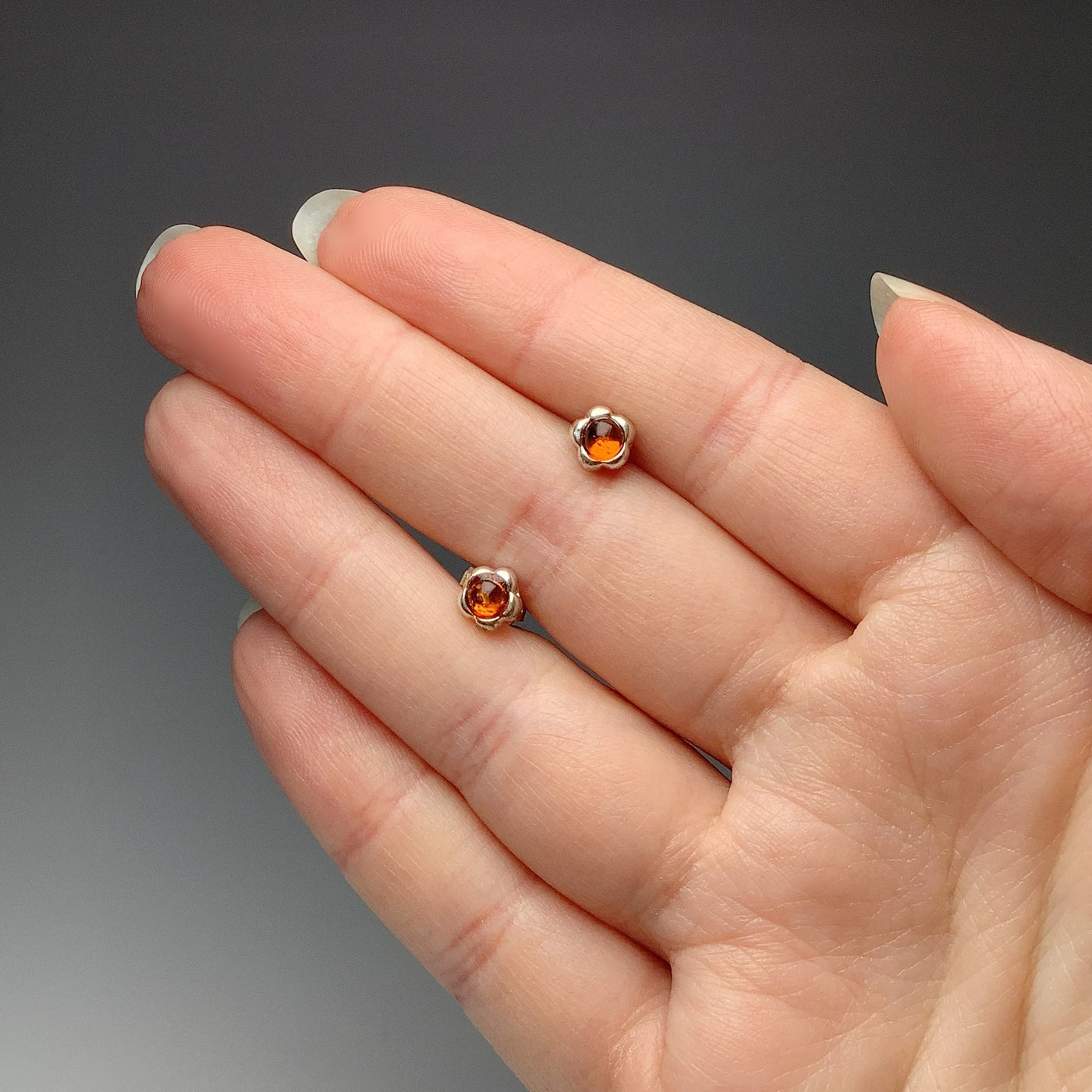 Cognac Amber Stud Earrings