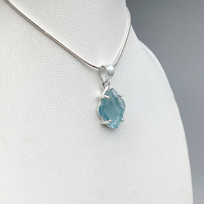 Raw Aquamarine Pendant at $125