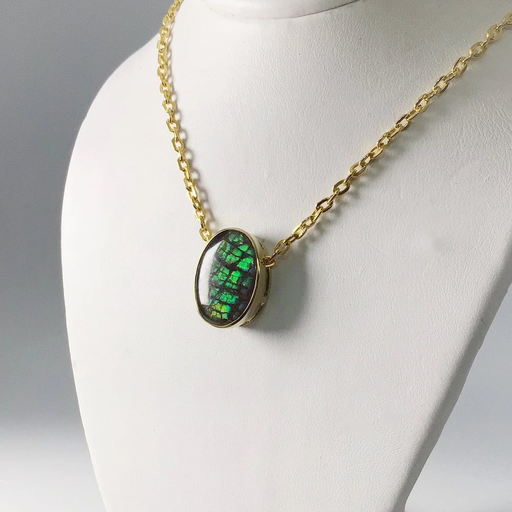Alberta Ammolite 14K Gold Pendant - Rocks and Gems Canada
