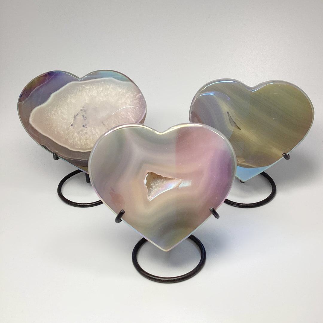Rainbow Agate Heart on Stand - Rocks and Gems Canada