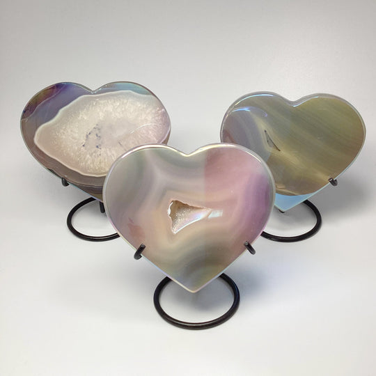 Rainbow Agate Heart on Stand - Rocks and Gems Canada