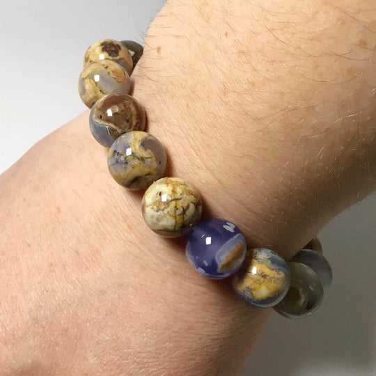 Chalcedony Beaded Bracelet - 12mm - High Quality - Rocks and Gems Canada