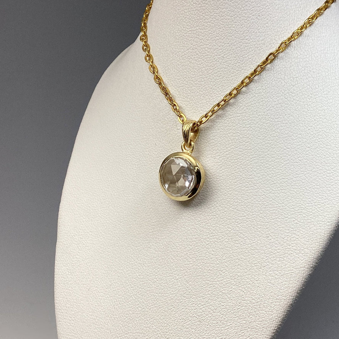 Clear Quartz Gold Finish Pendant - Rocks and Gems Canada