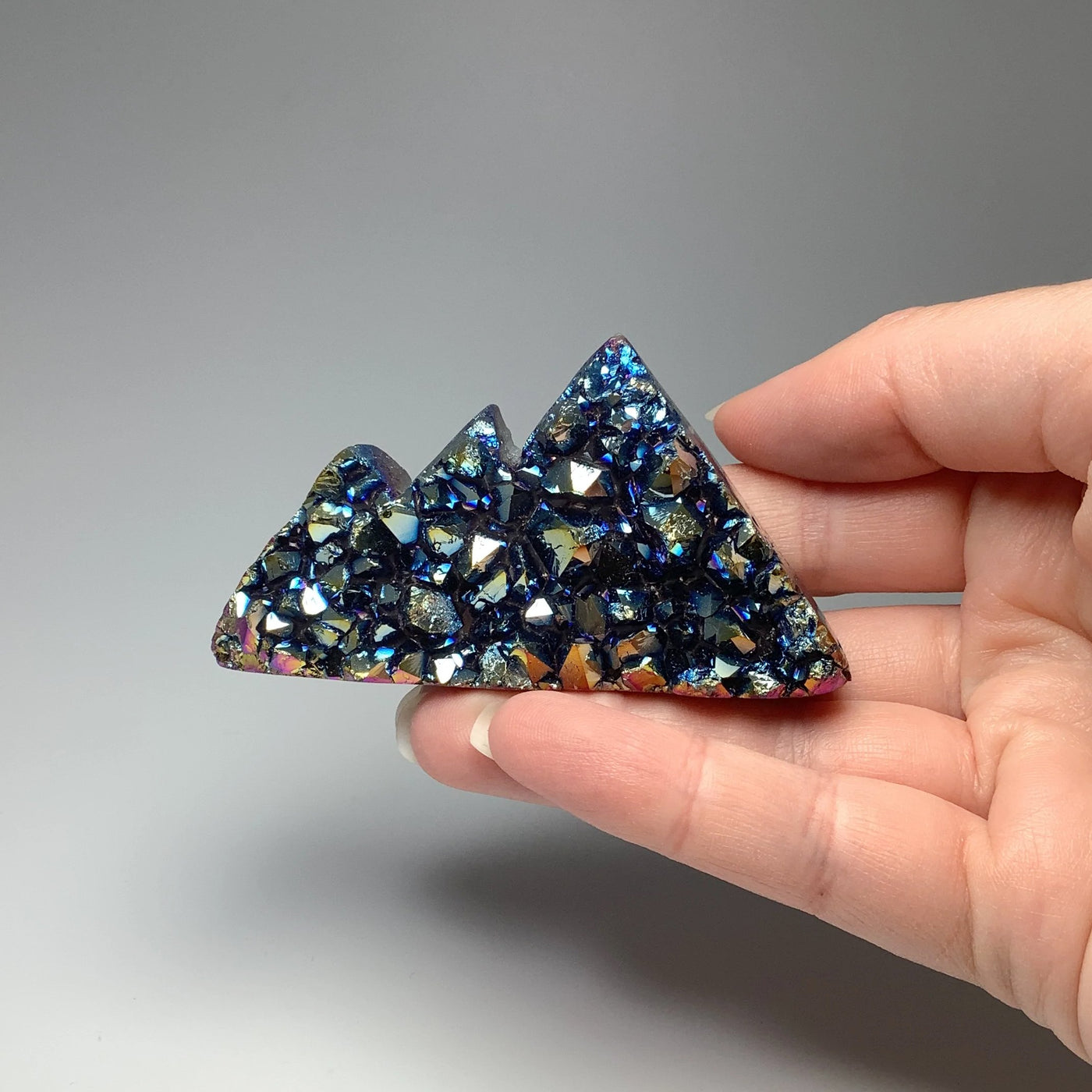 Blue Rainbow Amethyst Druze Cluster Mountain Carving