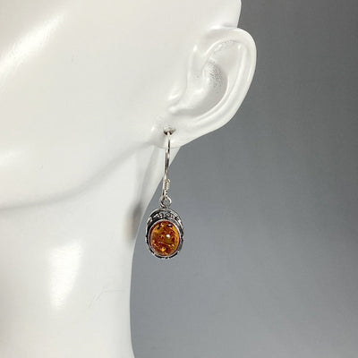 Cognac Amber Dangle Earrings