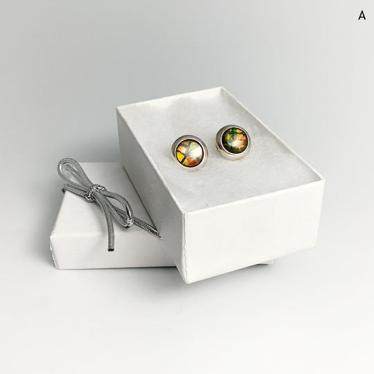 Alberta Ammolite Stud Earrings - Rocks and Gems Canada