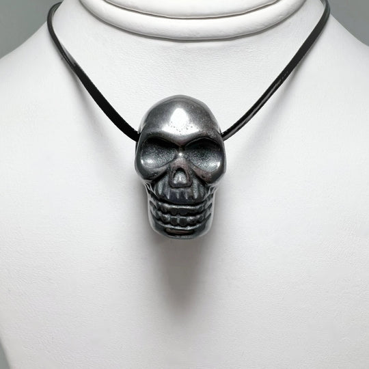 Hand Carved Stone Skull Drilled Pendant - Rocks and Gems Canada