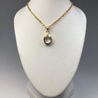 Clear Quartz Gold Finish Pendant