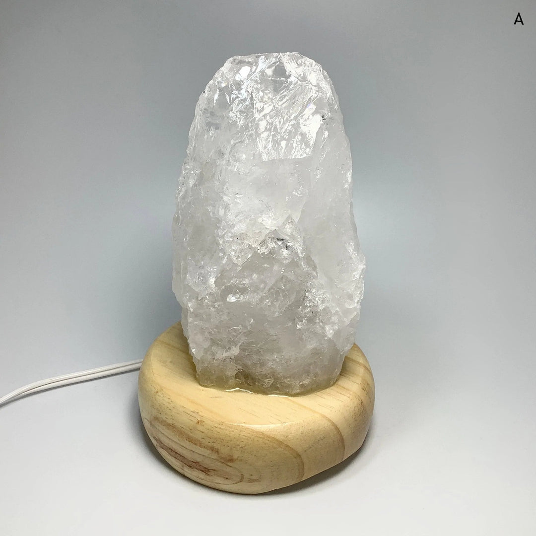 Quartz Lamp with Wooden Base - Rocks and Gems Canada