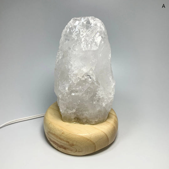 Quartz Lamp with Wooden Base - Rocks and Gems Canada