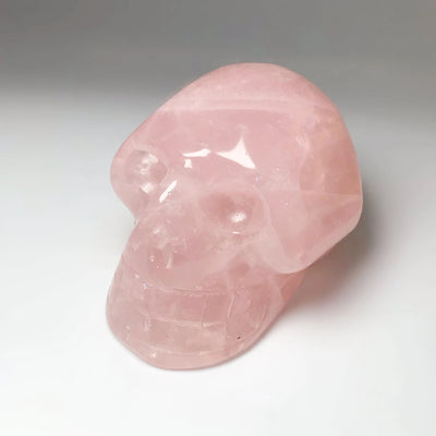 Carved Rose Quartz Crystal Skull